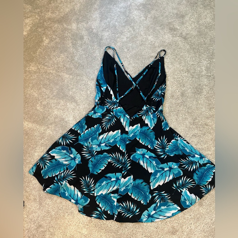 Forever 21 Teal Leaf Dress - Picture 2 of 7